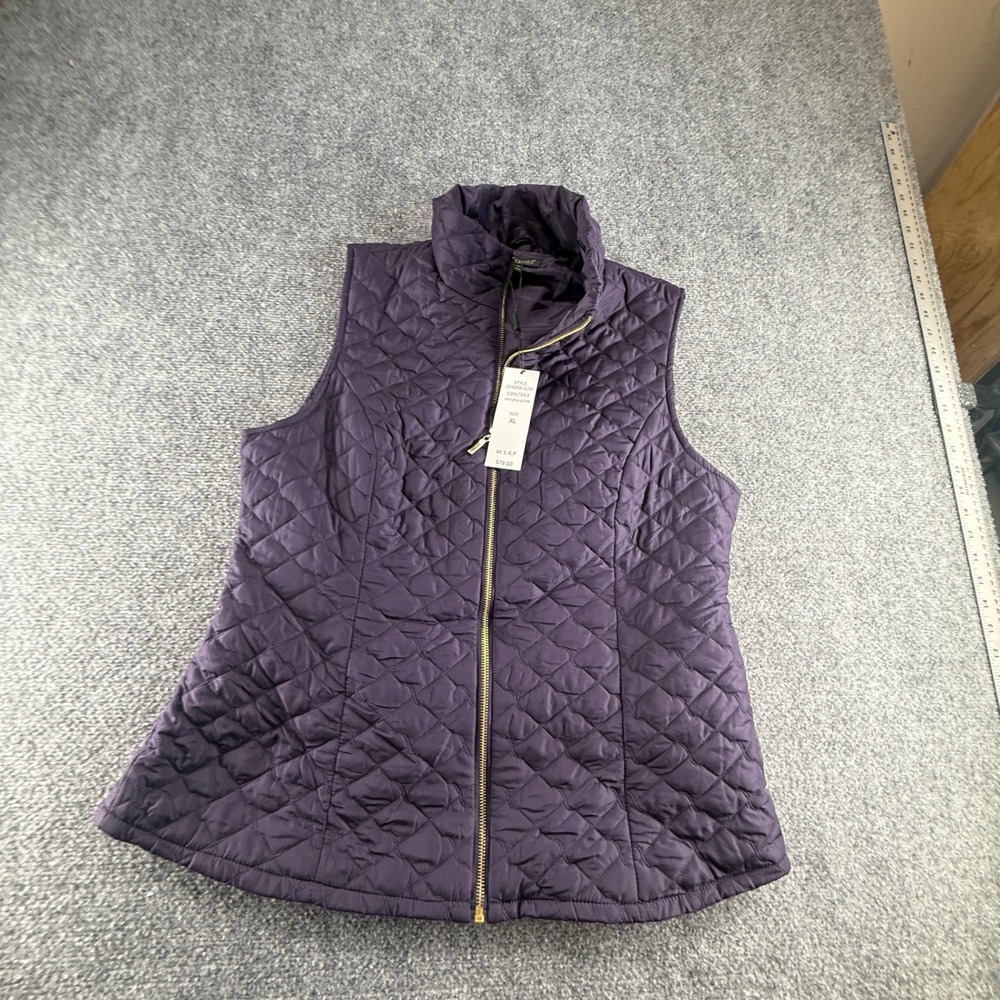 T Tahari Womens Purple Diamond Quilted Full Zip Vest XL CY5058-02M NWT